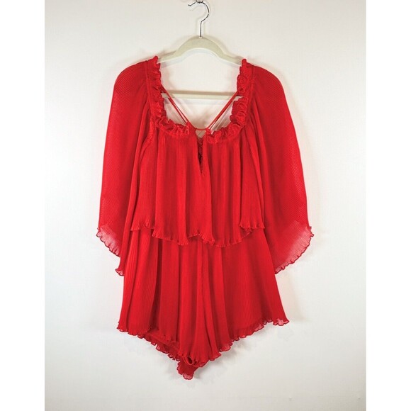 Alice McCall Womens Romper Red Locomotion Playsuit Off Shoulder Ruffle Size 6 - Picture 2 of 11